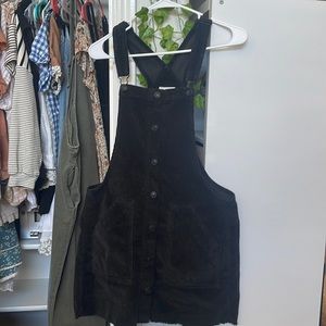 AE black corduroy overall dress